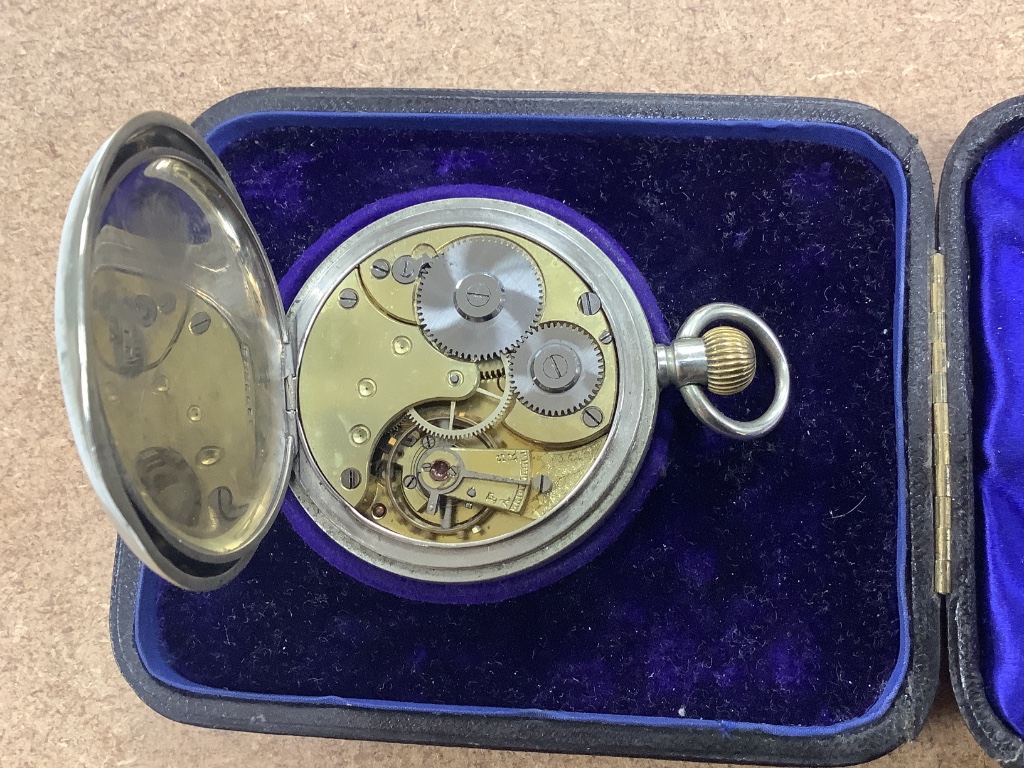 A quantity of pocket watches, movements etc. including three Hebdomas, one 800 standard, a Zenith, Longines, mostly a.f.